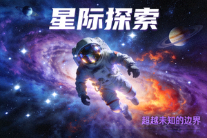 太空科幻电影海报，宇航员在星系中